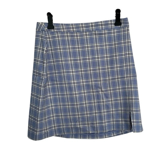 5/20$ Hollister preppy plaid blue and white mini skirtrt size small - Picture 1 of 6